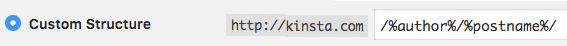 The custom structure option allows to set a highly customized pretty permalink format