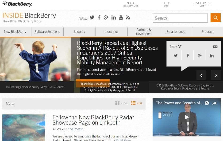 inside-blackberry-blog 130+ WordPress Site Examples of Big Brands