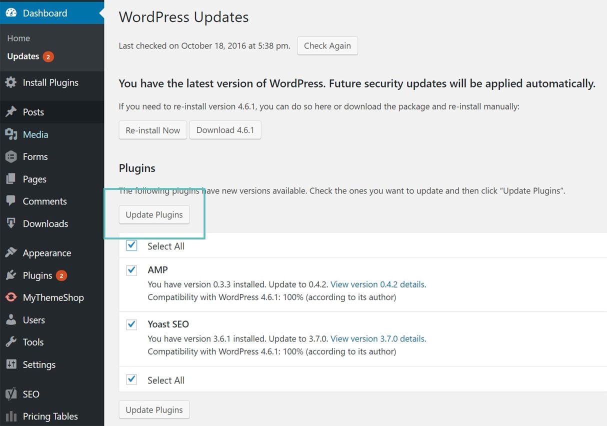 update wordpress plugins
