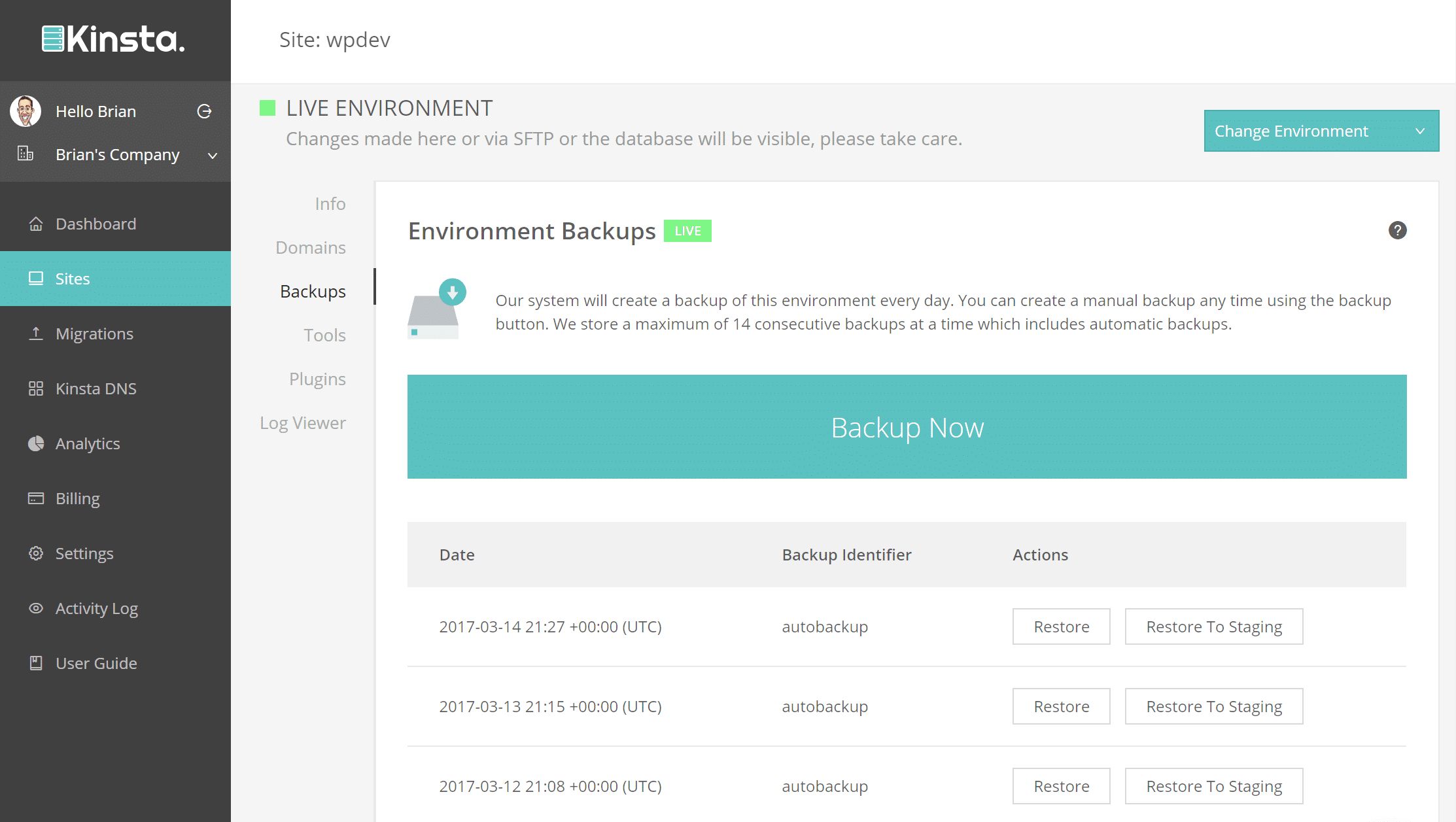 wordpress backups