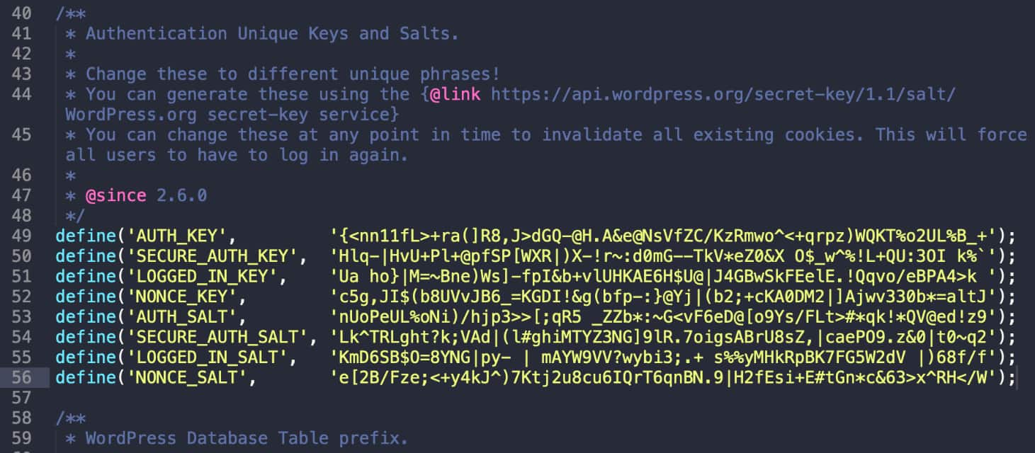 WordPress security keys