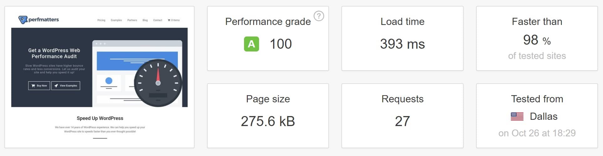 WordPress speed test at Kinsta