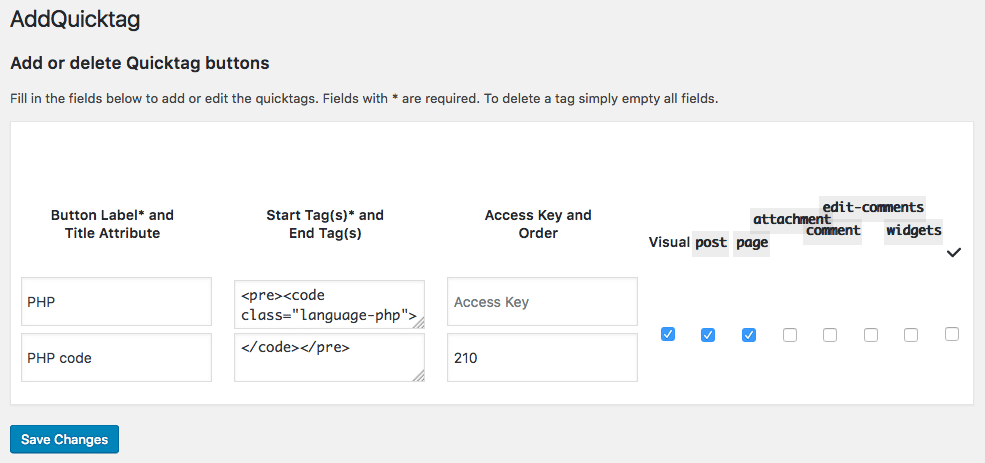 AddQuicktag is a free plugin that allows users to add custom button to the WordPress text editor