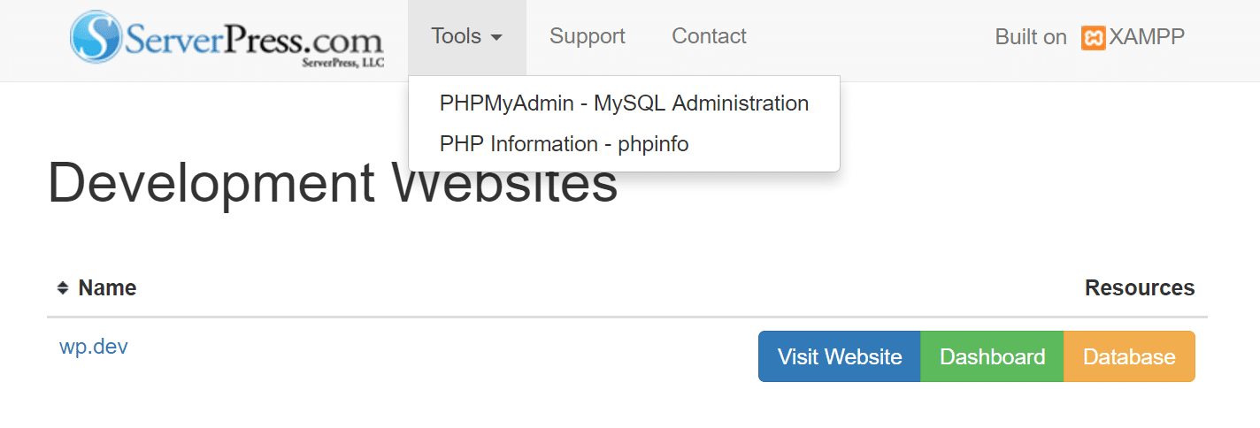 DesktopServer tools - PHPMyAdmin desktopserver admin