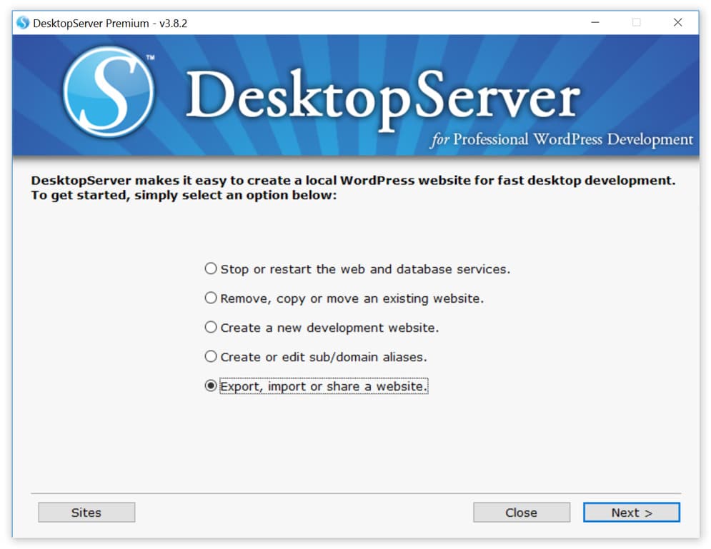 Export DesktopServer export desktop server
