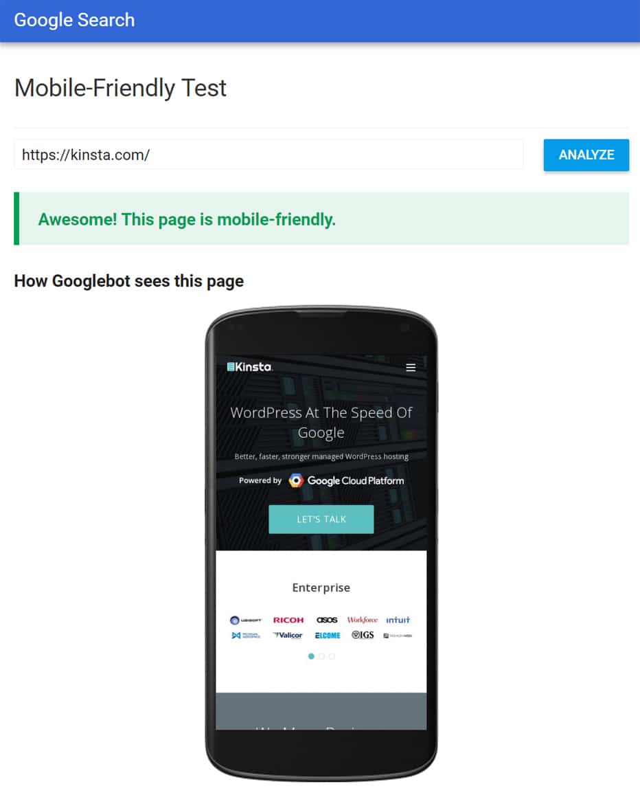 google mobile-friendly test