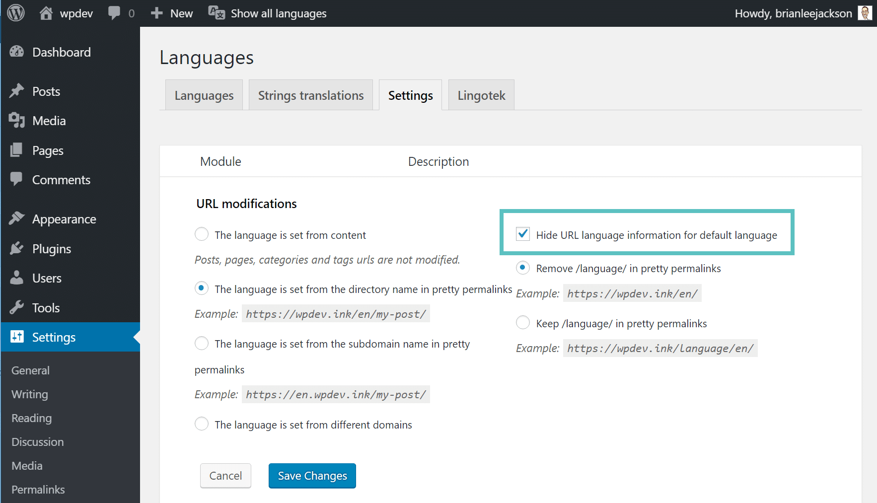 hide language url for default language
