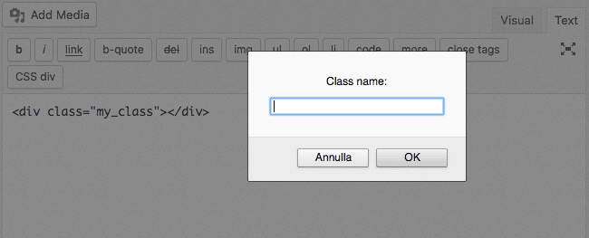 The callback function of our example prompts an input box to allow users to set a class name