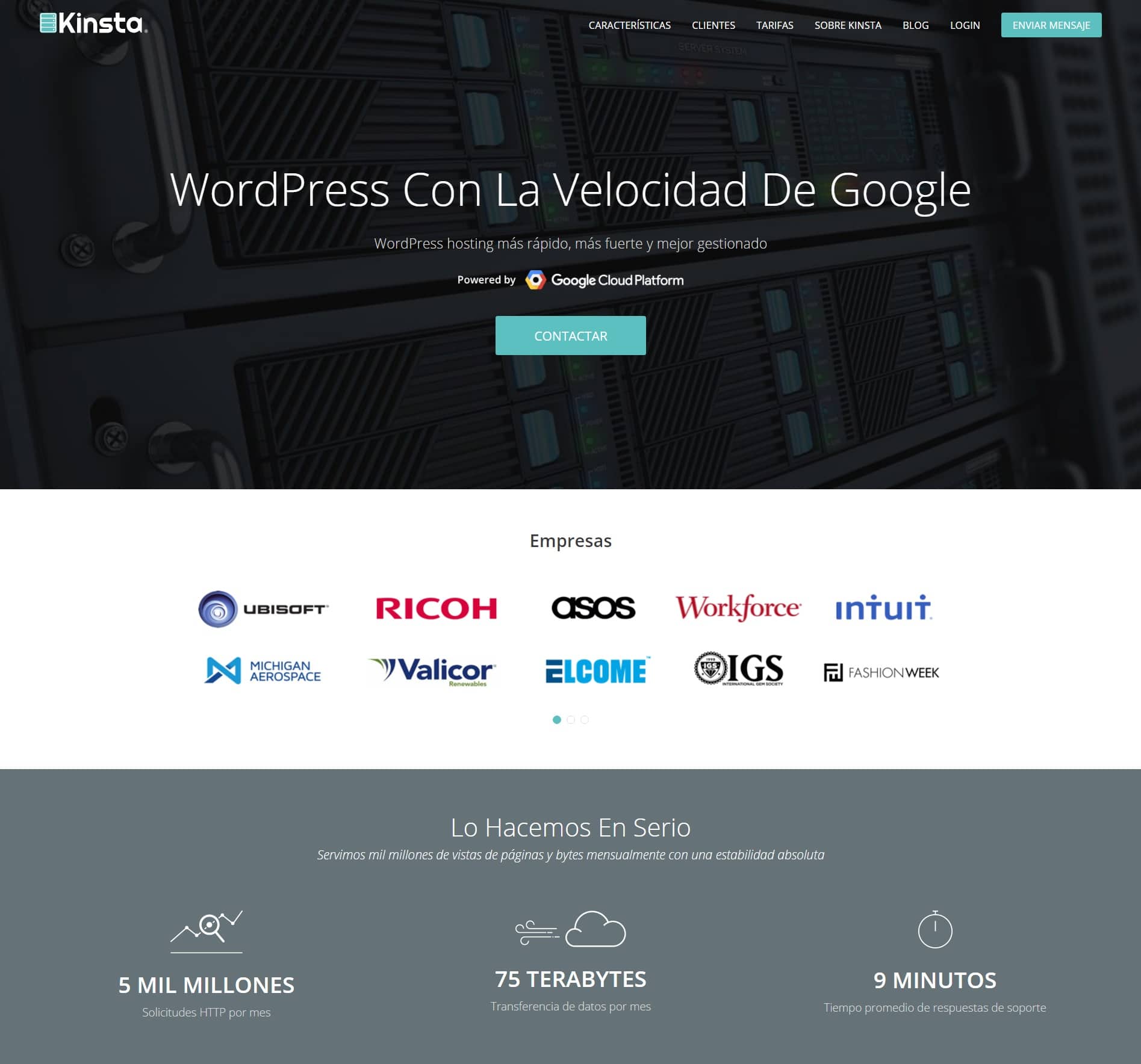 kinsta spanish hosting website