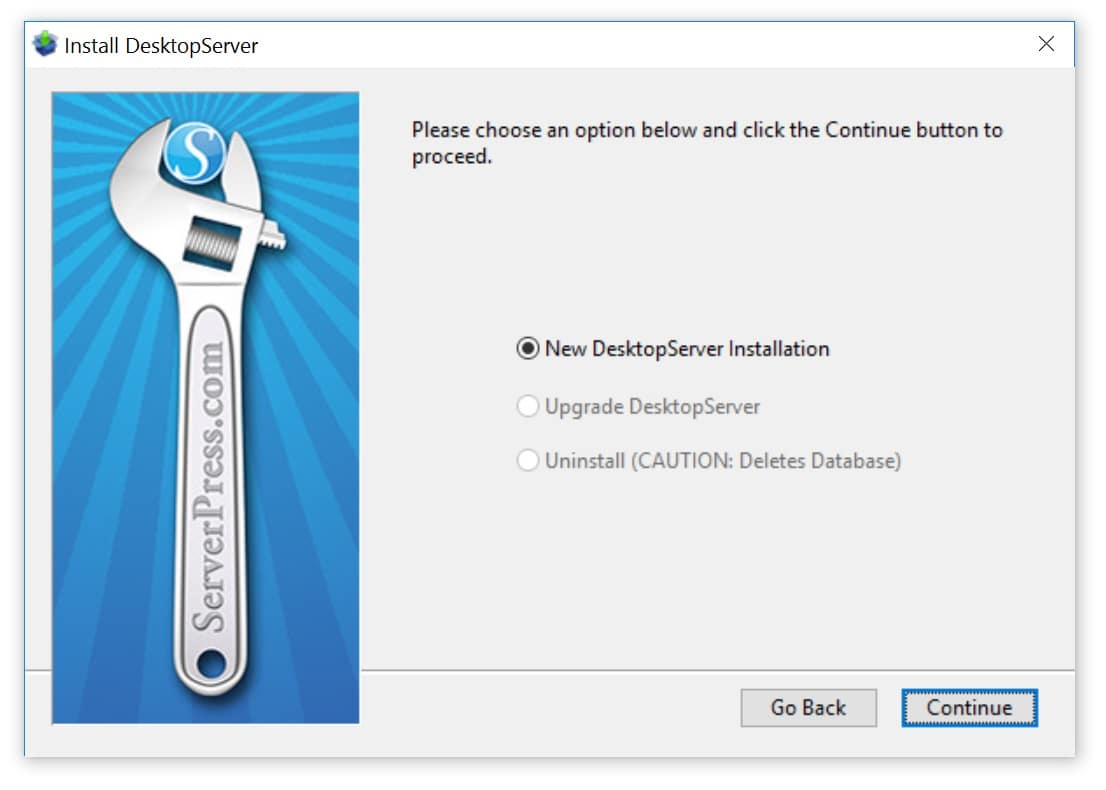 New DesktopServer Install new desktopserver install