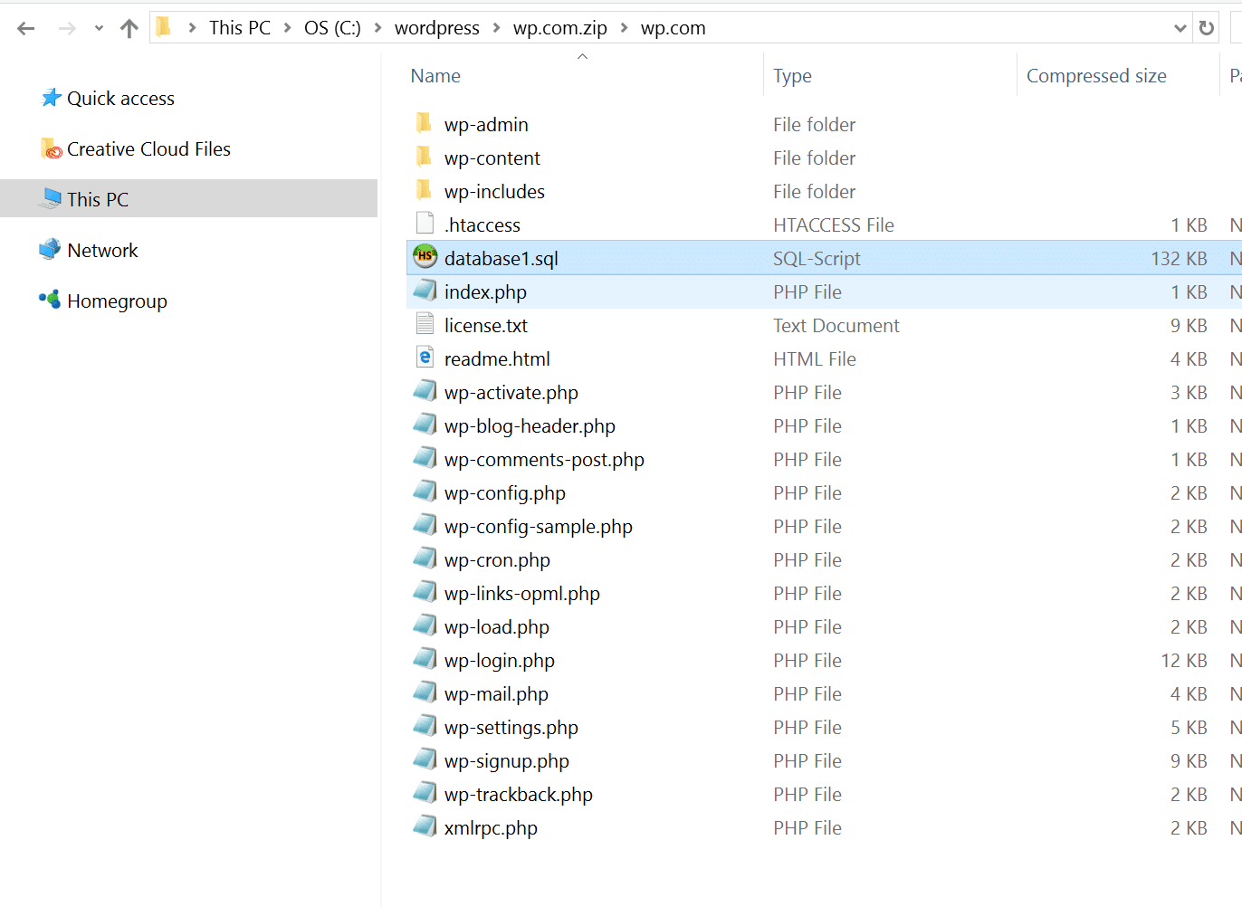WordPress .sql file wordpress export