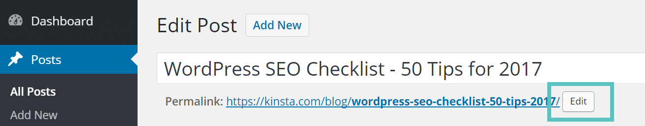 wordpress seo edit url