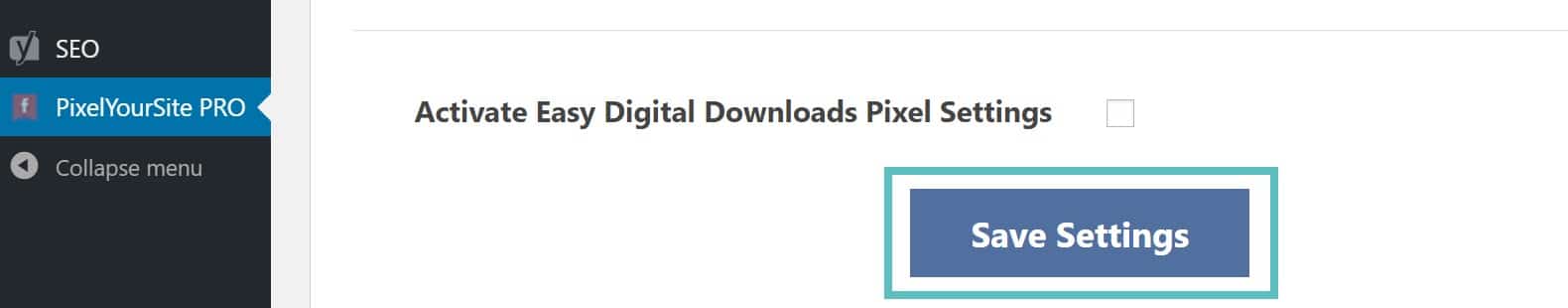 activate easy digital downloads pixel settings