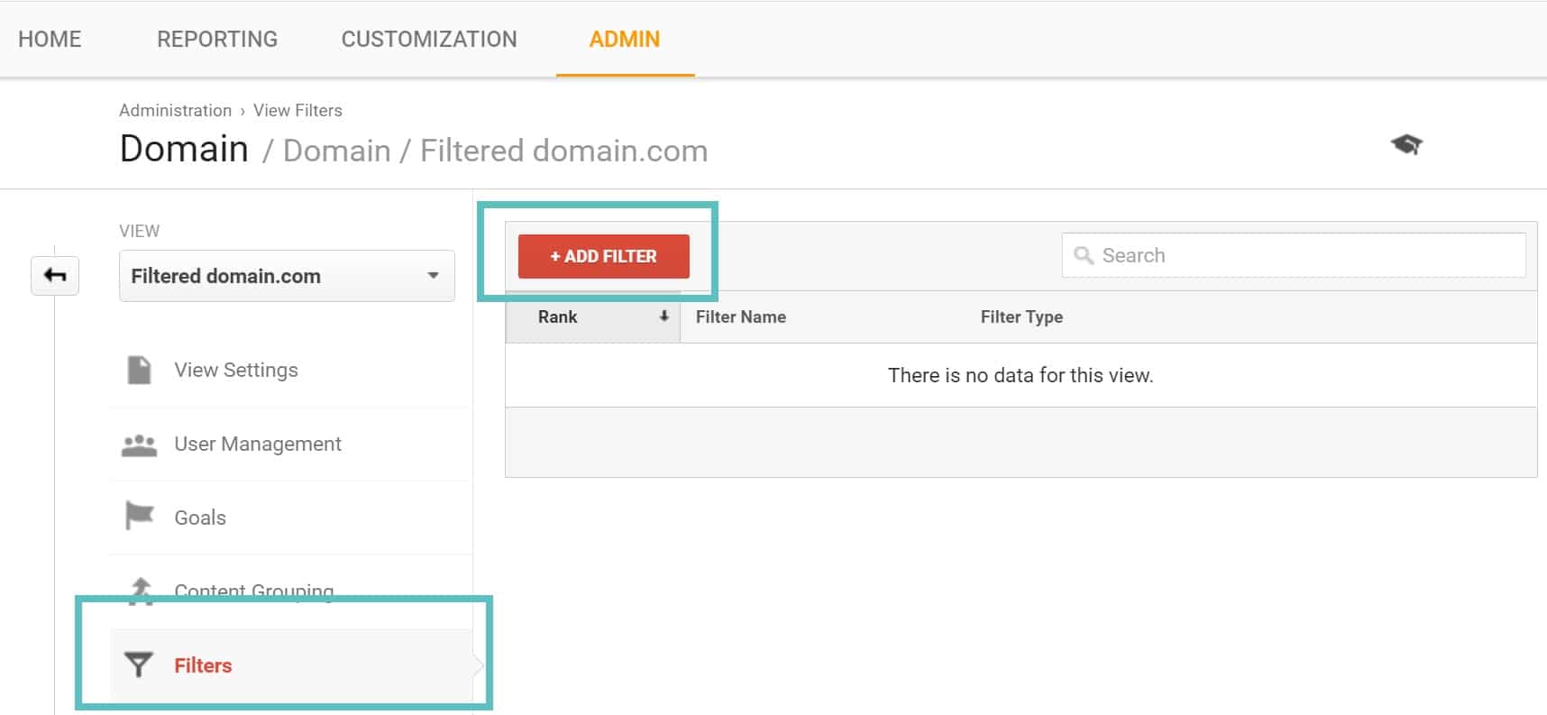 add new filter google analytics