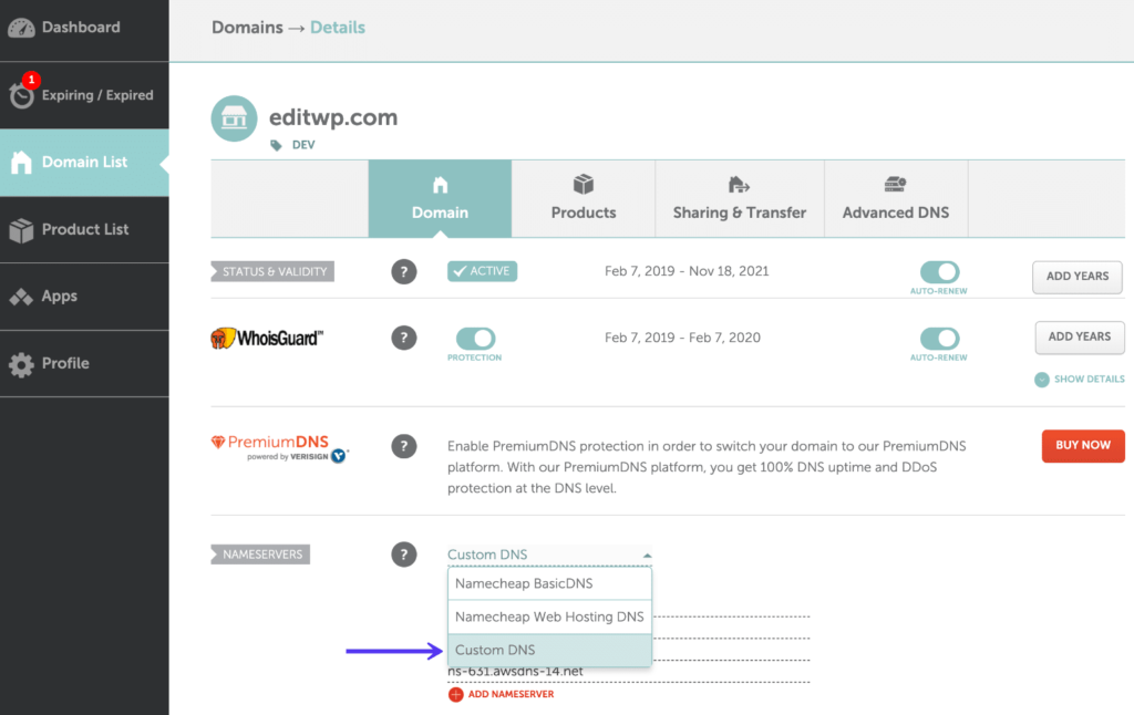 namecheap free dns nameservers