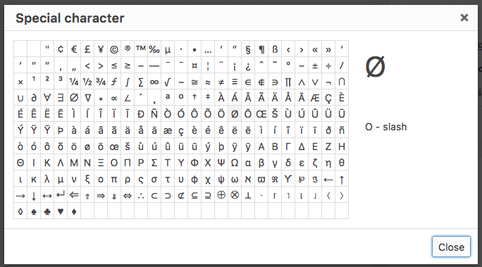 Special characters 