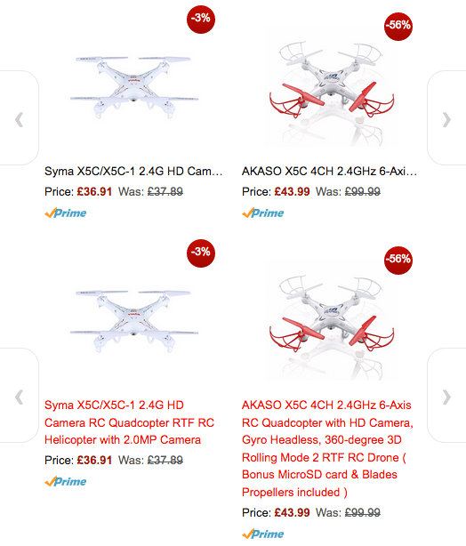 The image shows the output of the built-in ProductCarousel template and a custom version of the same template