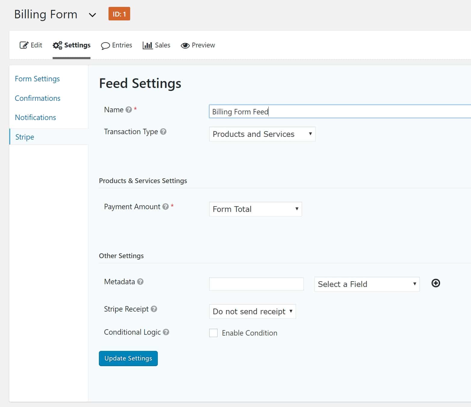 billing form feed