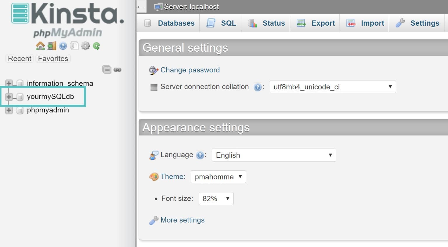 phpmyadmin wordpress database