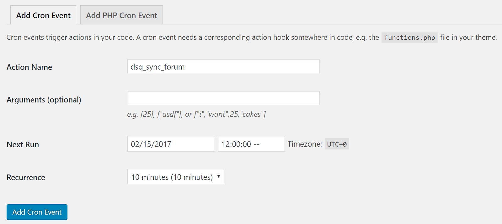 Lägg till WordPress Cron job