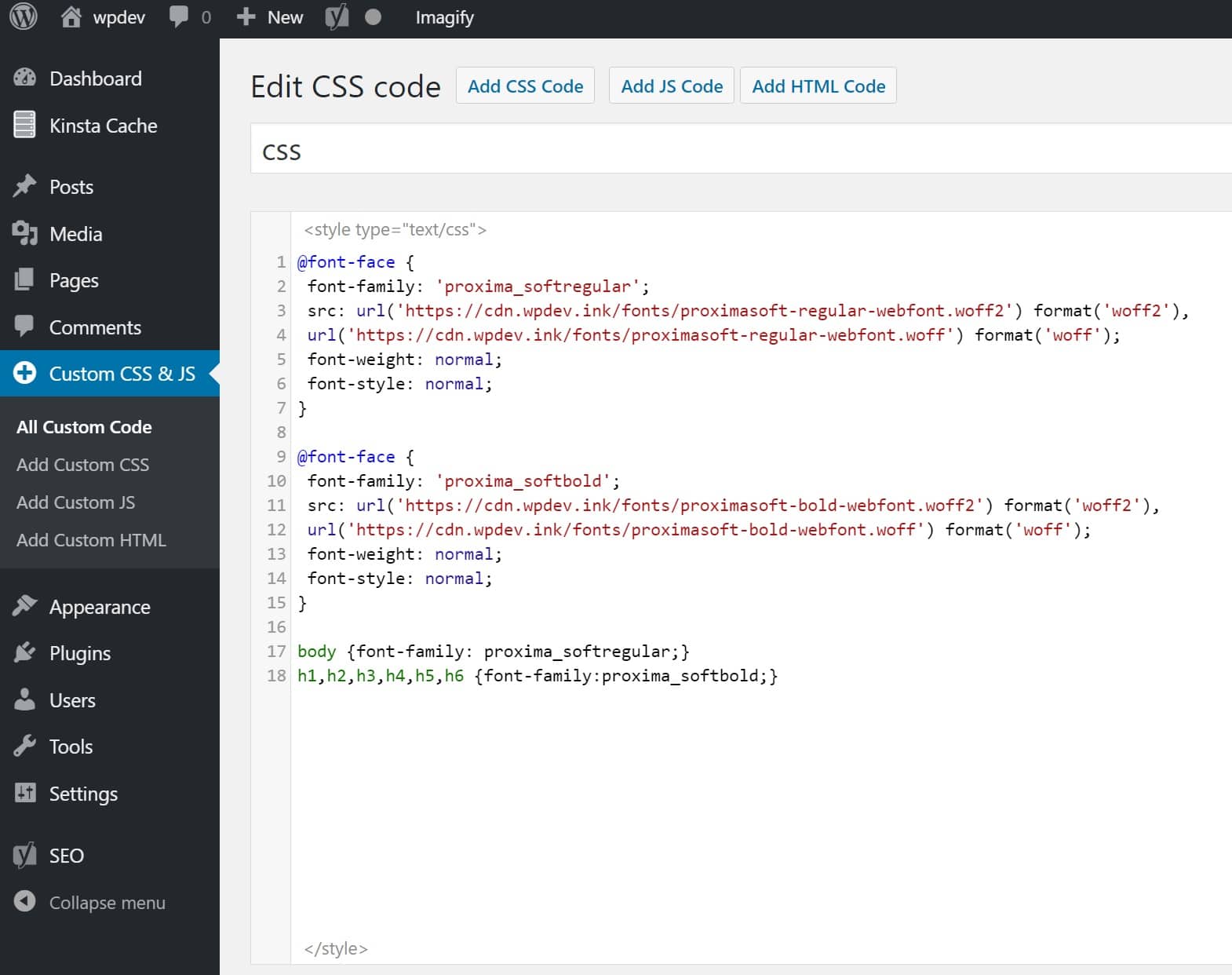 CSS Code für benutzerdefinierte Schriftarten