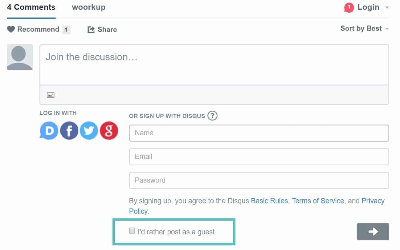 disqus comment as guest