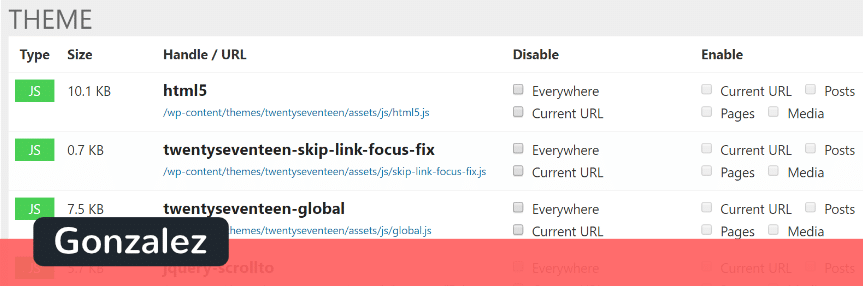 gonzalez wordpress performance plugin