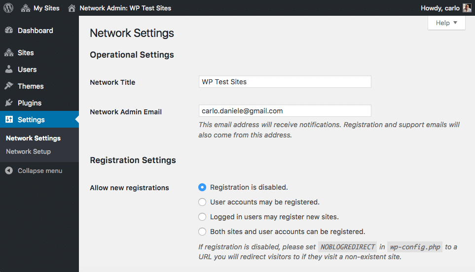 Network settings