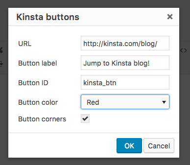 TinyMCE dialog box