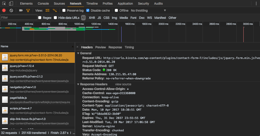 Chrome DevTools Network panel