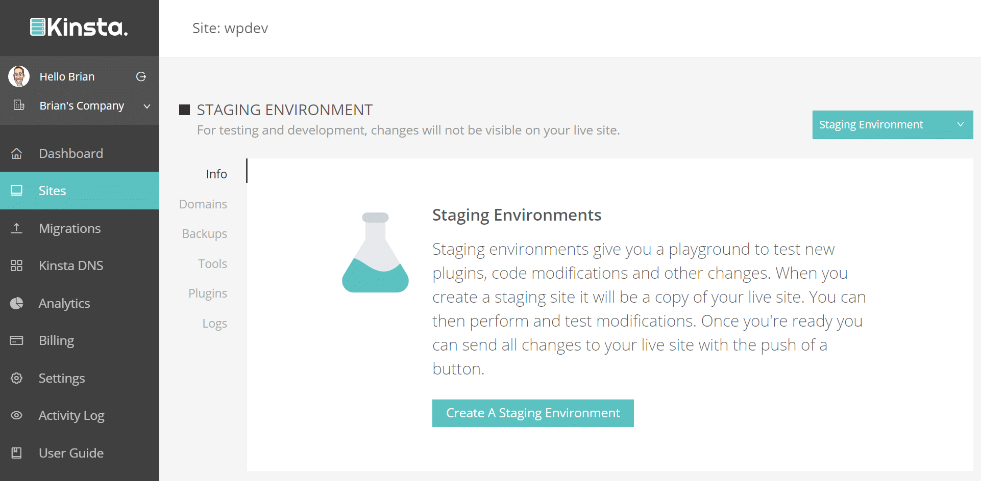 create a staging environment