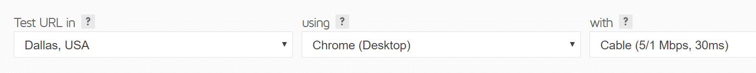 GTmetrix Test Format Optionen