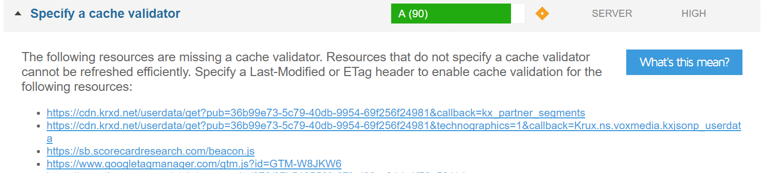 gtmetrix specify a cache validator