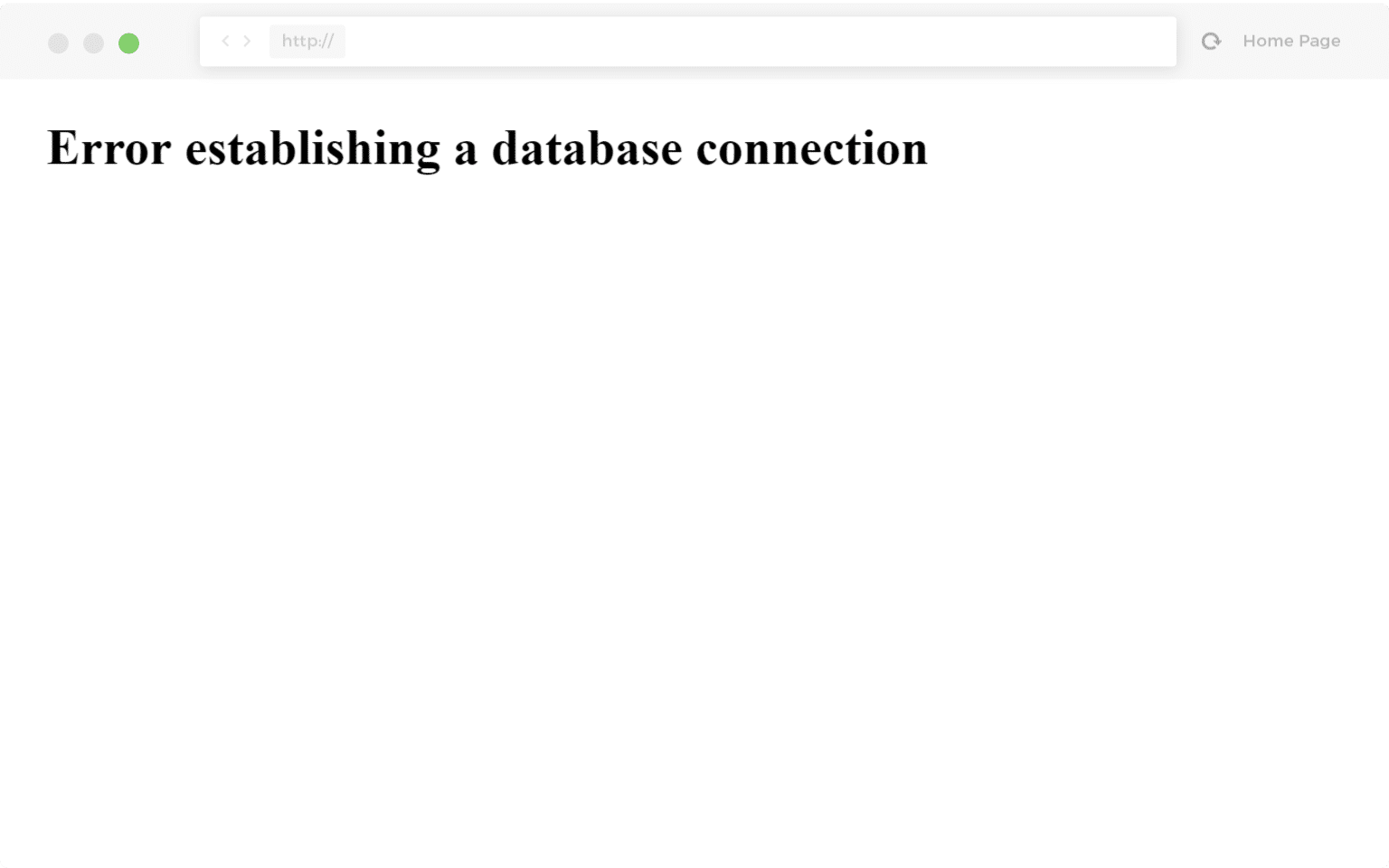 Example of error establishing a database connection
