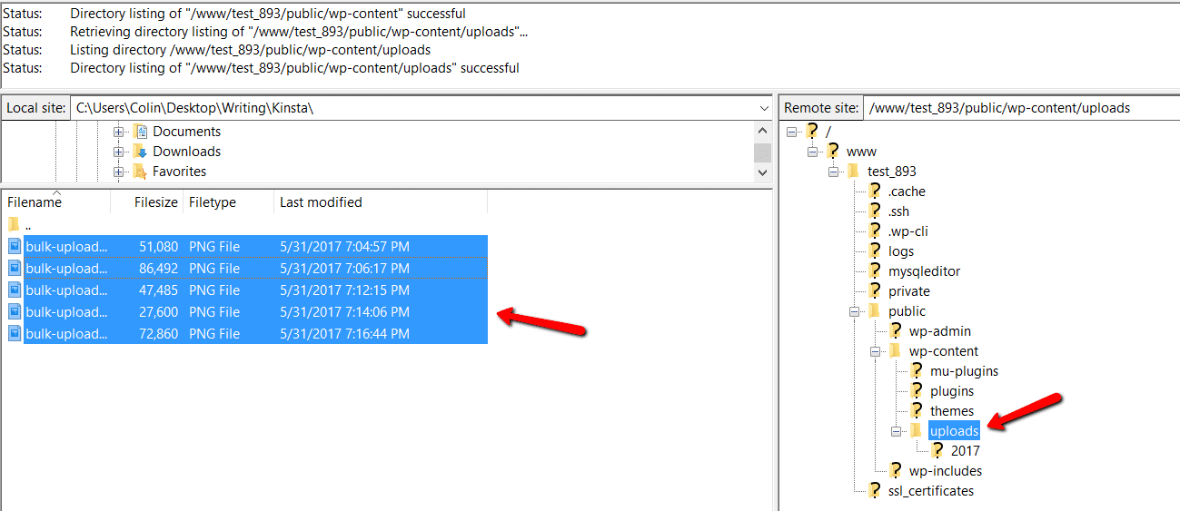 Opload lokale filer via FTP