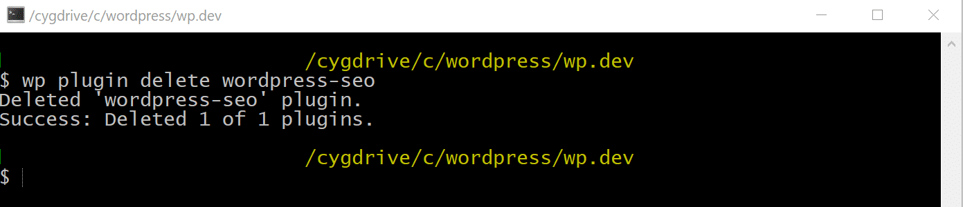 Delete WordPress plugin via WP-CLI