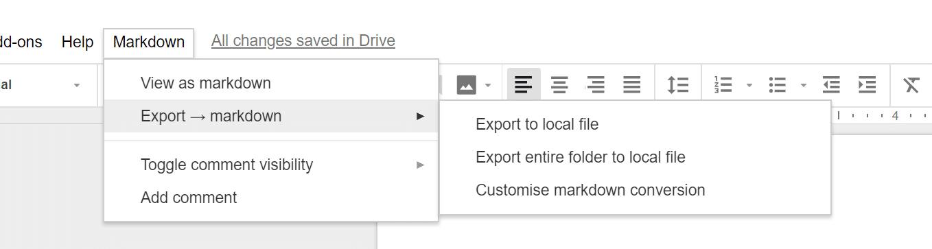 Export Google Docs to markdown