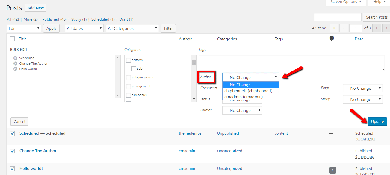 Change WordPress author