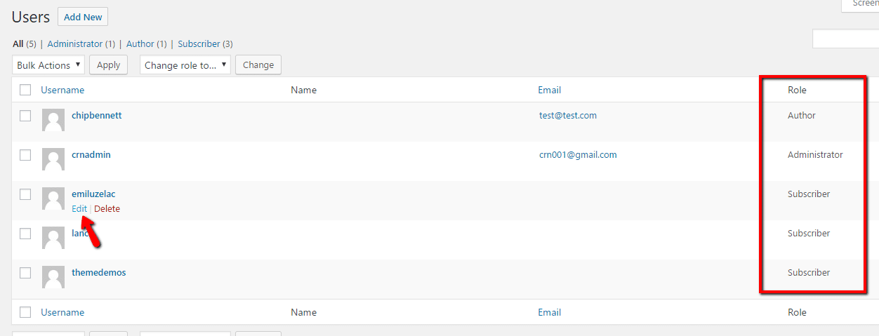 Edit WordPress user