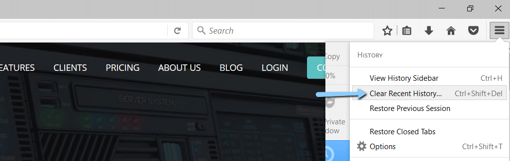 Firefox clear recent history