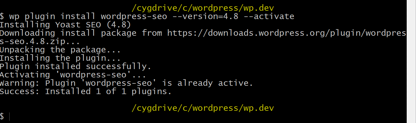  Instalar una versión anterior del WordPress plugin vía WP-CLI