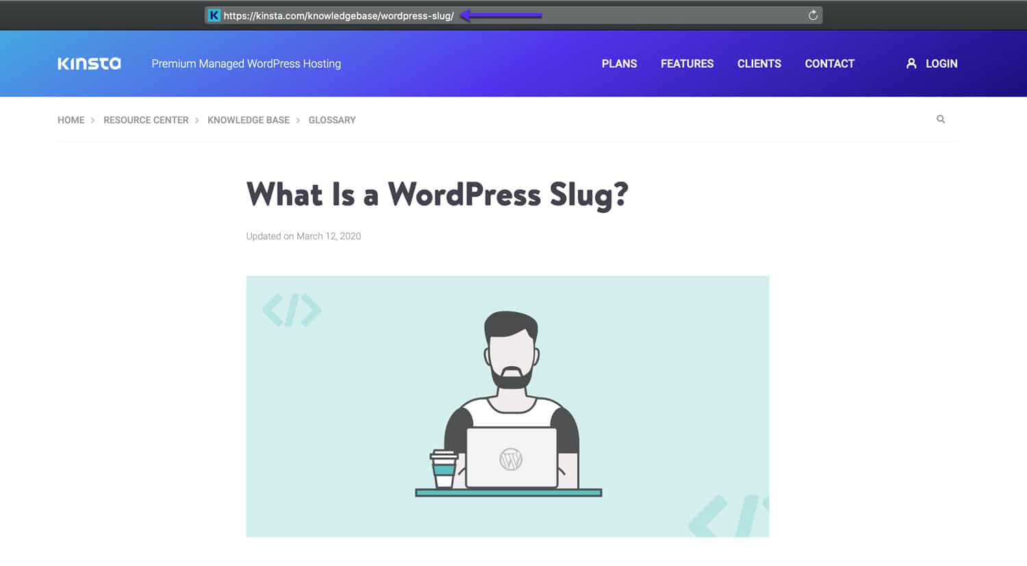 ブラウザに表示されるWordPressのスラッグ