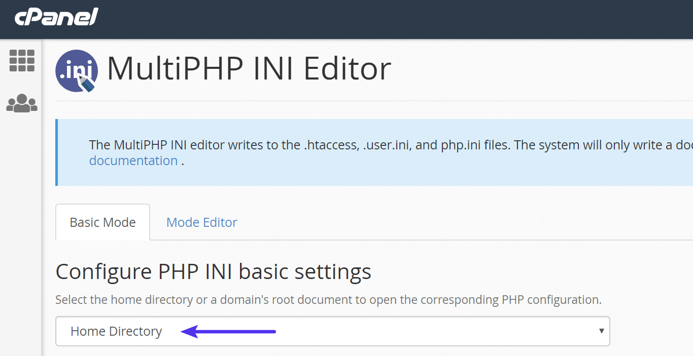 MultiPHP INI Editor home directory
