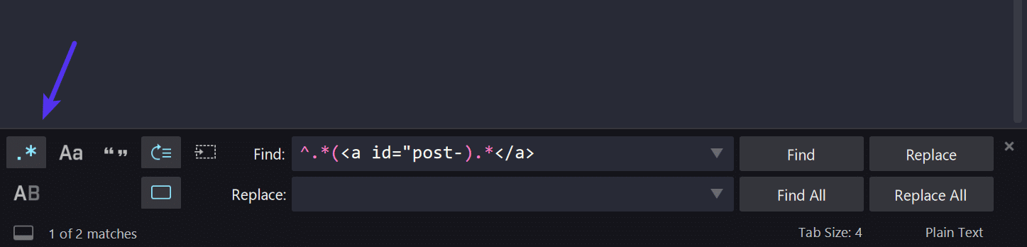Regular expression in Sublime