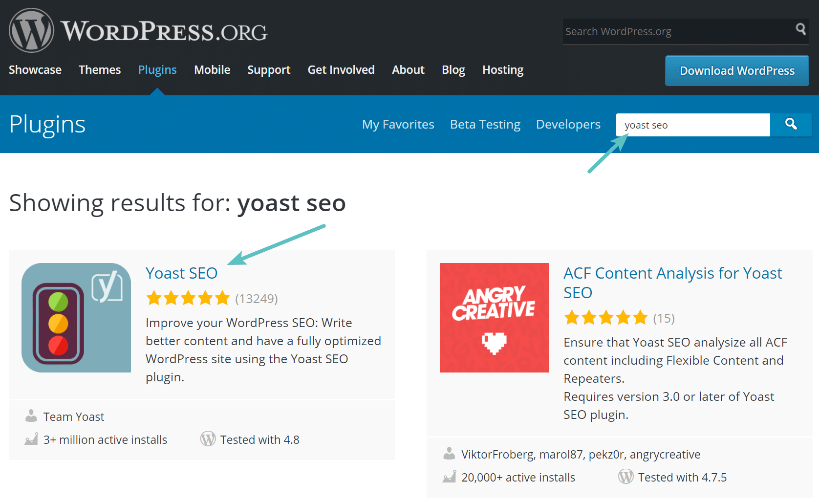 Buscar el WordPress plugin en el repositorio