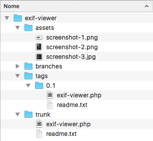 Die Dateistruktur der lokalen Kopie des ExIF Viewers