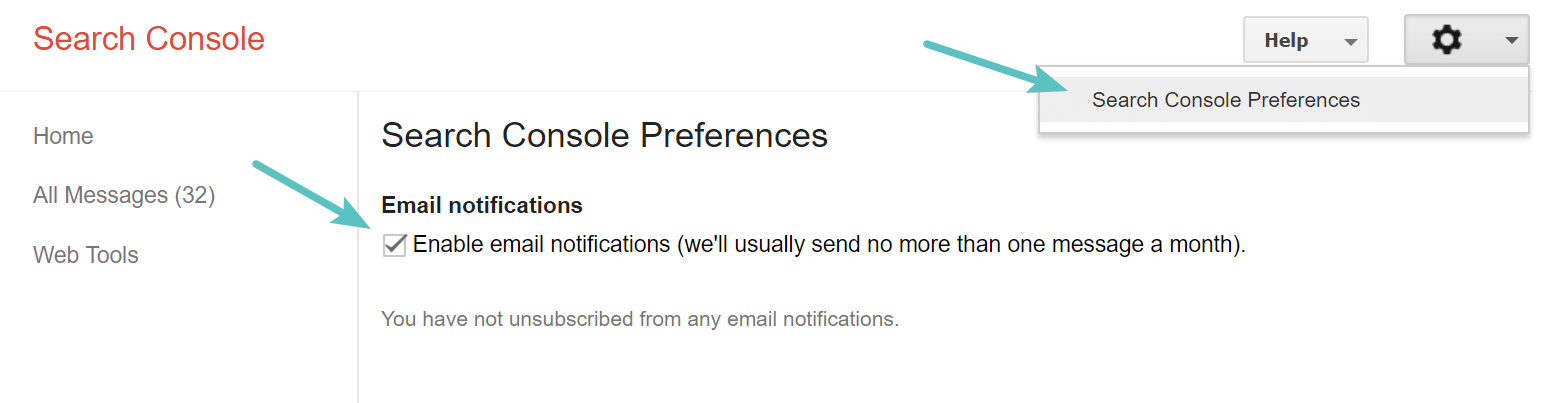 Google Search Console notifications