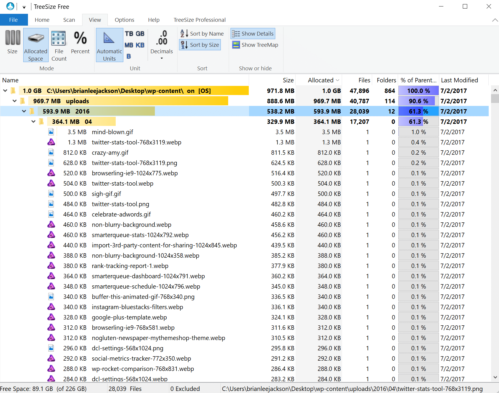 Large images taking up disk space