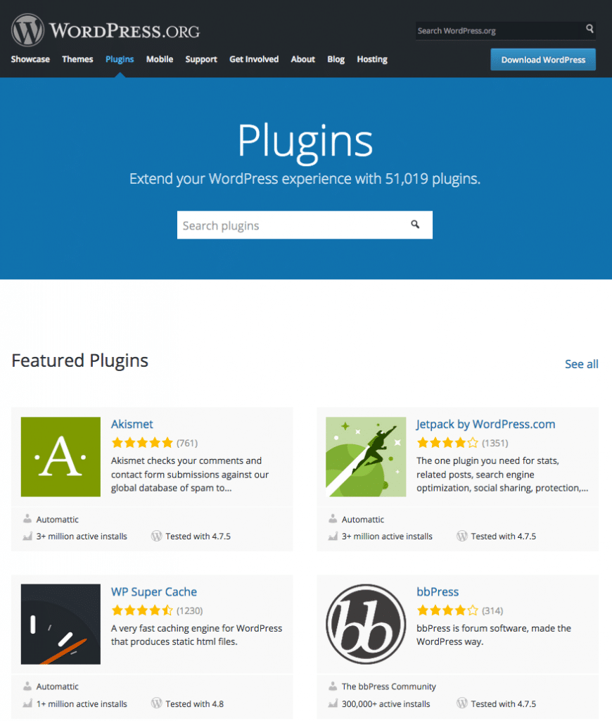 Das WordPress Plugin Verzeichnis