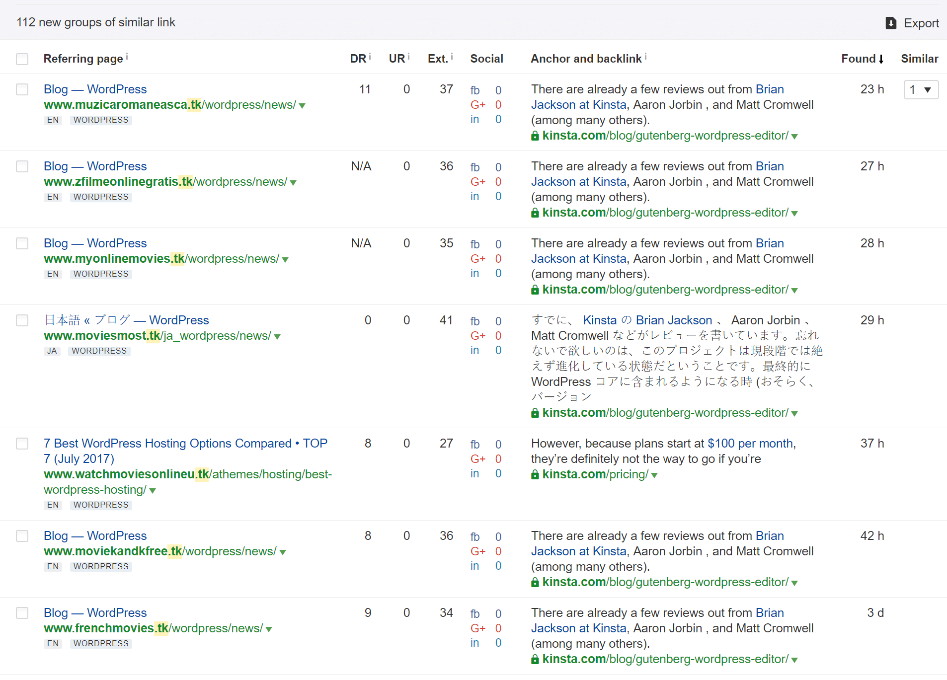 Link spam in Ahrefs